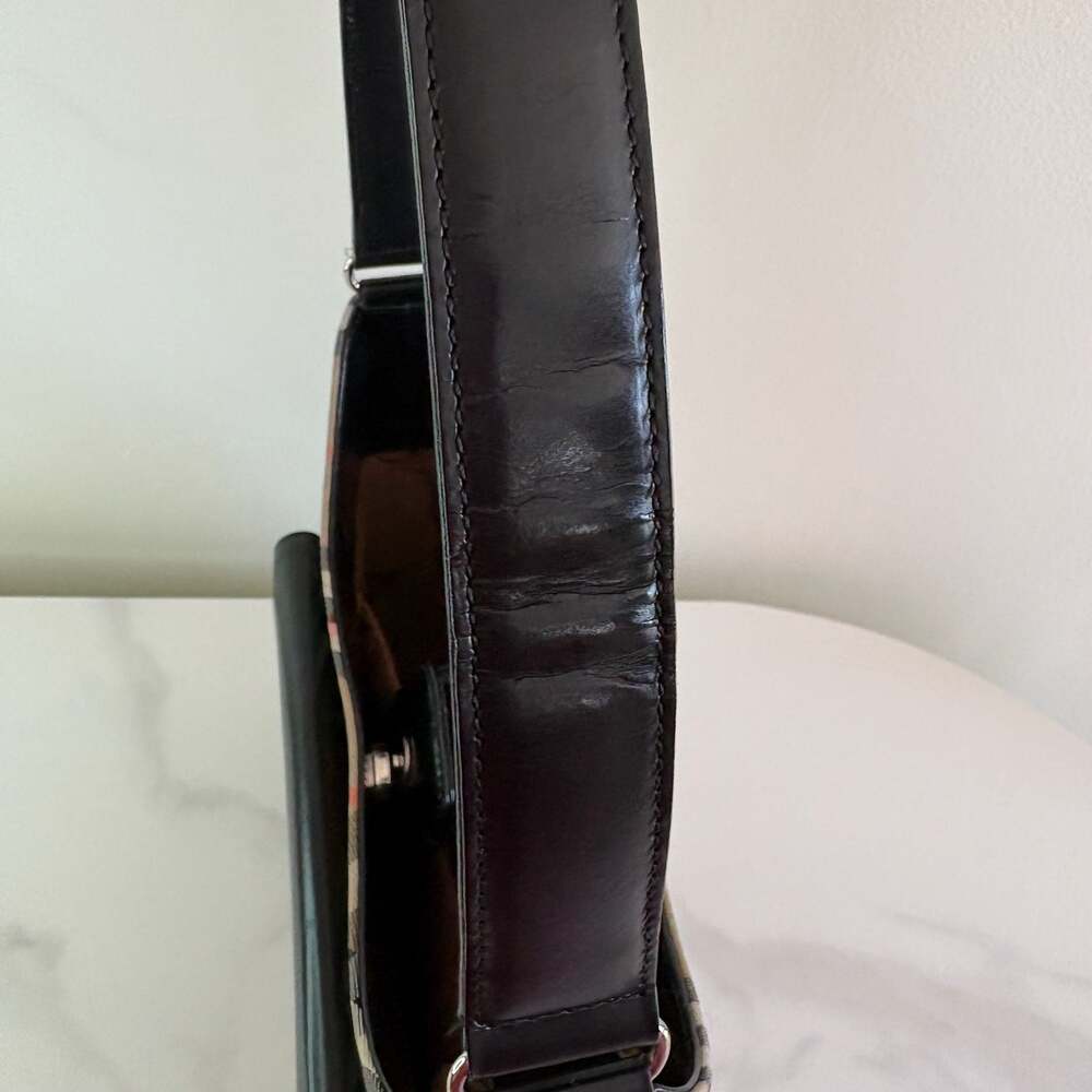 Burberry Nova Check Canvas & Black Leather Front Pocket Buckle Hobo Bag - Picture 16 of 16